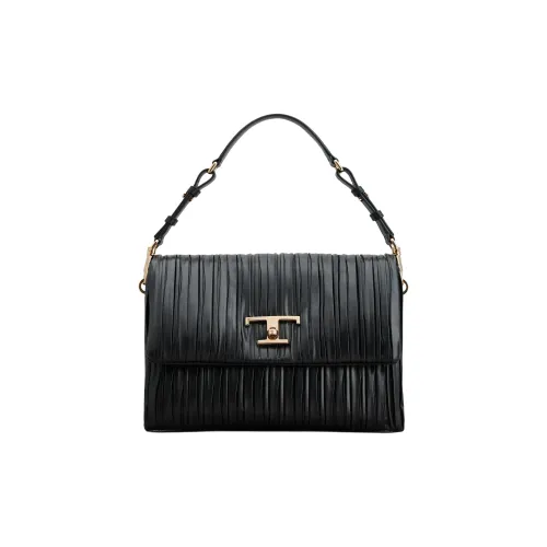 TOD'S Timeless Телячья кожа Сумка через плечо Средняя Женская Черная