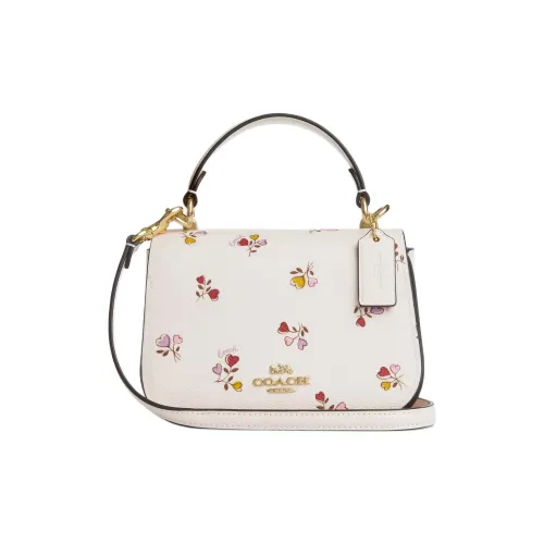 COACH Холст с покрытием и гладкая кожа Одно плечо Сумка Маленькая Женская Золото и Мелово-многоцветная