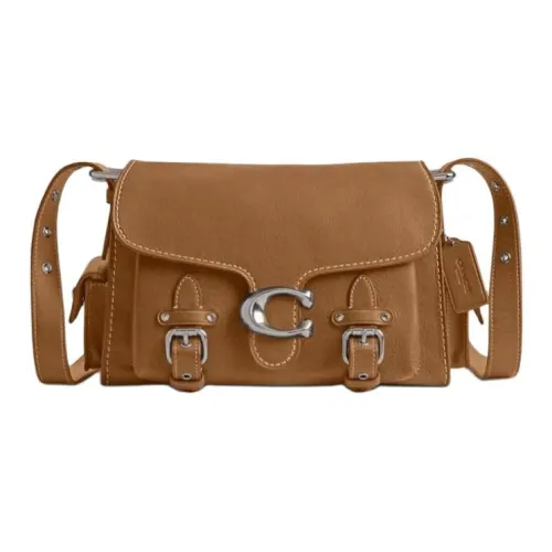 COACH Cargo Soft Tabby Коровья кожа Портативная Сумка через плечо Сумка на плечо Средняя Женская Honeys Коричневый