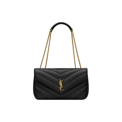 SAINT LAURENT LOULOU Lambskin Конверт Сумка Сумка через плечо Сумка на плечо Средняя Женская Черная