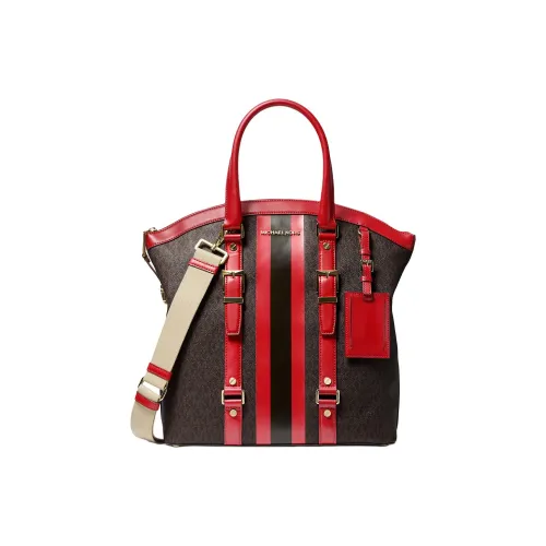 MICHAEL KORS Bedford Покрытый холст Тоут Сумка Сумка для покупок Сумка на плечо Сумка Большая Женская Коричневая и Красная
