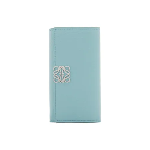 LOEWE Anagram Pebble Текстура Телячья кожа Key Pouch Женские Aqua Blue