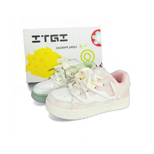 ITGI Slip-resistant Abrasion-resistant Low-top Skateboard Shoes Women's Green Pink Mismatched ITGI Противоскользящие Износостойкие Низкие Кроссовки для скейтбординга Женские Зеленый Розовый Несовпадающие