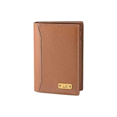 Dunhill Рельефная Телячья Кожа Кошелек Мужской Коричневый