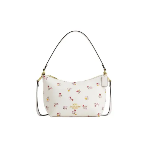 COACH Zip Top Crossbody Покрытый холст Портативный Сумка через плечо Маленькая Женская Белая