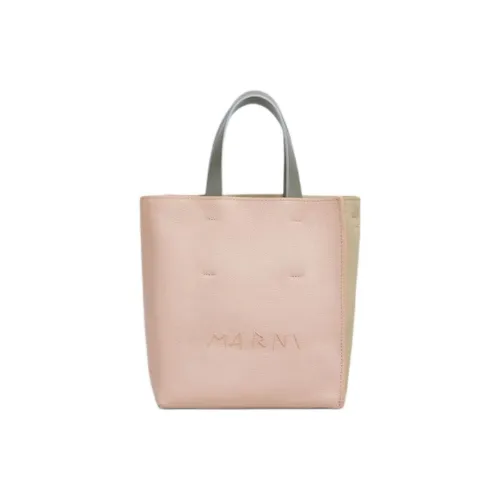 MARNI Museo Soft Телячья кожа Тоут Сумка Сумка для покупок Сумка Мини Женская Светло-розовая и Бежевая
