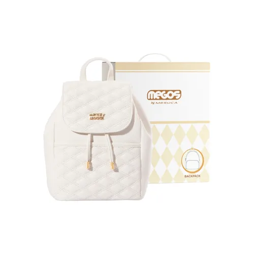 Disney Mickey Series ПУ (полиуретан) Рюкзак с узором "Ромб" Средний Унисекс Белый