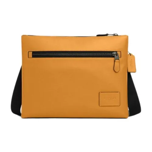 COACH Телячья кожа Сумка через плечо Унисекс Горчично-желтый