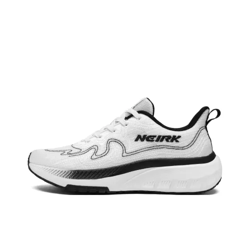 Neirk Slip-resistant Abrasion-resistant Breathable Low-Top Running Shoes Unisex White Black