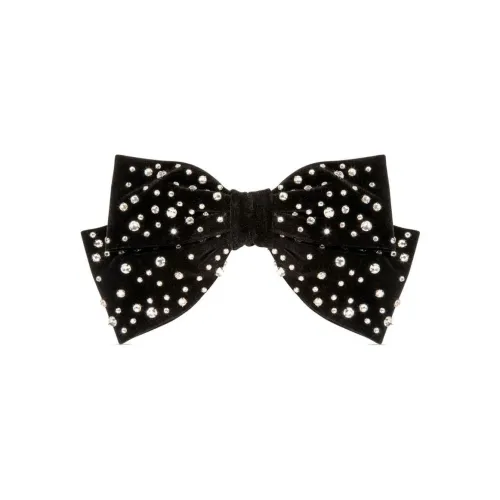 Jennifer Behr Silk Velvet Crystal Velour Steel Hair Clips Women's Black