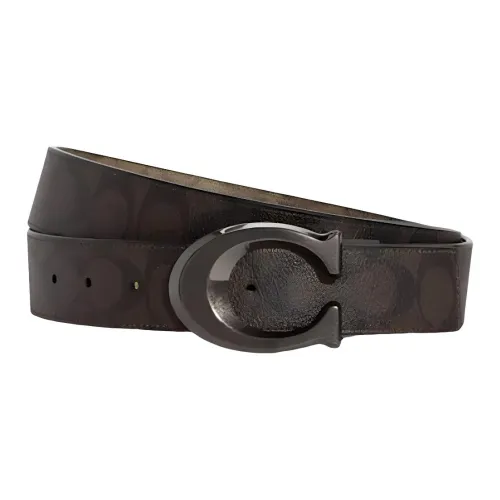 COACH Поливинилхлорид Кожаные ремни Мужской Коричневый 3,8 см