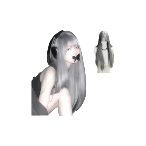 UMIFFA Длинная прямая парик для волос Grandma Серый 58 см