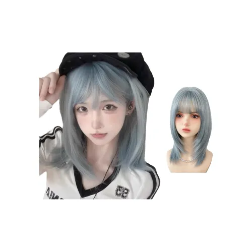 YOSEE Корейский стиль Рябь Волосы Полная Голова Перука Ледяной синий