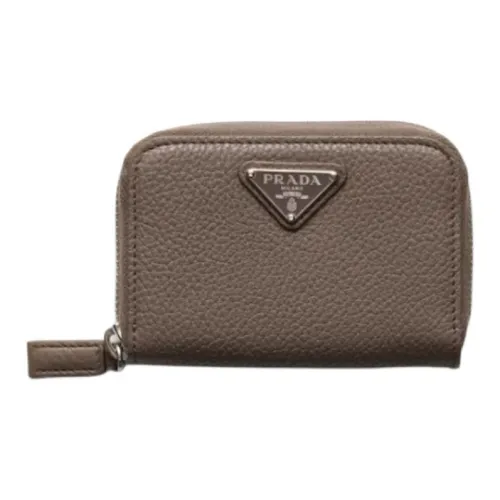 PRADA Saffiano Кожа Монетница Мужская Серый Коричневый