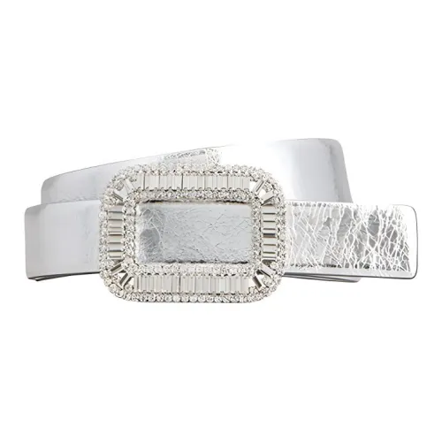 Roger Vivier Sheepskin Leather Belts Women's Silver Ширина 3 см