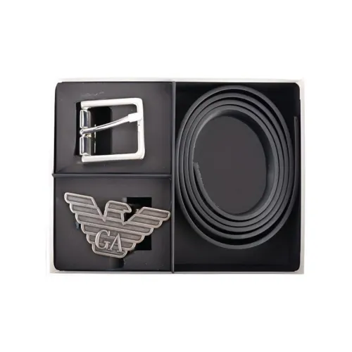 EMPORIO ARMANI EA Ремни из коровьей кожи Мужской Черный Ширина 3,5 см