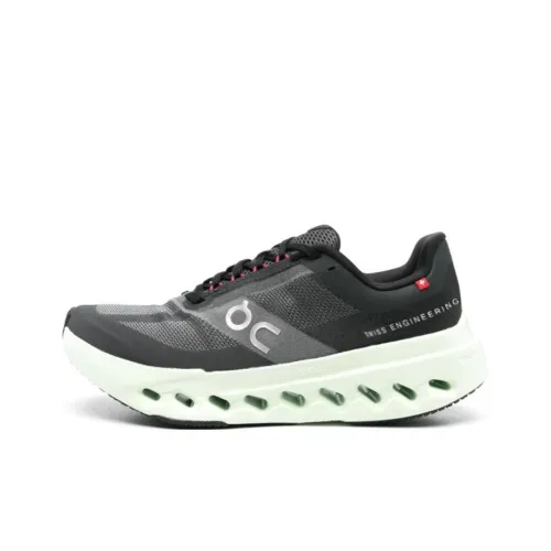 On Cloudsurfer Slip-resistant Abrasion-resistant Low Top Casual Running Shoes Women's Black Green На Cloudsurfer противоскользящий устойчивый к истиранию низкий топ повседневная обувь для бега женский черный зеленый