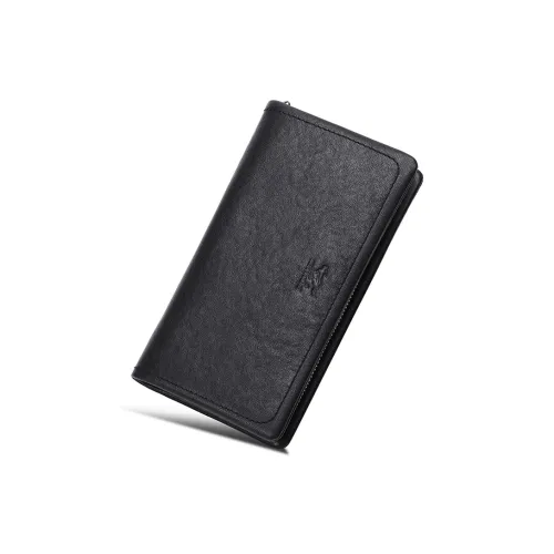 SEPTWOLVES Клатч из коровьей кожи длинный кошелек держатель для карт унисекс черный