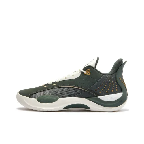 361° Амортизирующие подошвы Устойчивые к истиранию Низкий топ Баскетбольные кроссовки Мужские Зеленый Белый