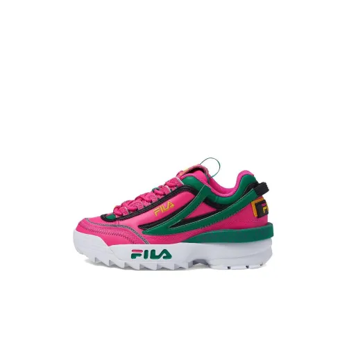 FILA Disruptor 2 Slip-Resistant Abrasion-Resistant Low Top Kids Lifestyle Shoes Pink Green Black Kids FILA Disruptor 2 Slip-Resistant Abrasion-Resistant Низкий Топ Детские Лайфстайл Обувь Розовый Зеленый Черный Детский