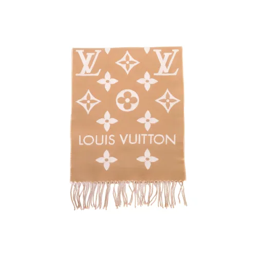 LOUIS VUITTON Шерстяные вязаные шарфы Женские Коричневый