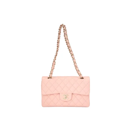 CHANEL Classic Flap CF Блестящая крупнозернистая текстура коровьей кожи сумка с клапаном сумка через плечо маленькая женская светло-розовая красная