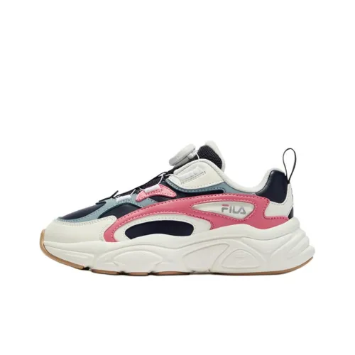 FILA KIDS BOA Slip-resistant Anti KICK Амортизация Дышащий Низкий Топ Детская Беговая Обувь Толстый Твид Синий Конфетный Белый