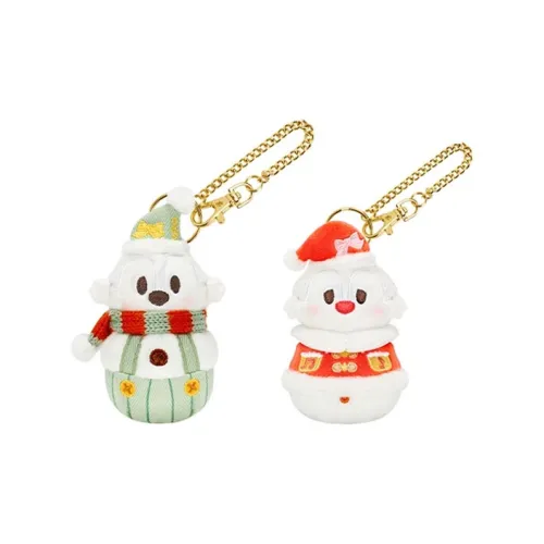 Disney 2024 Winter Snowman Collection Чип и Дейл Toy Кольцо для ключей Кукла Плюшевая Подвеска 9 см Высота Шанхайский Дисней