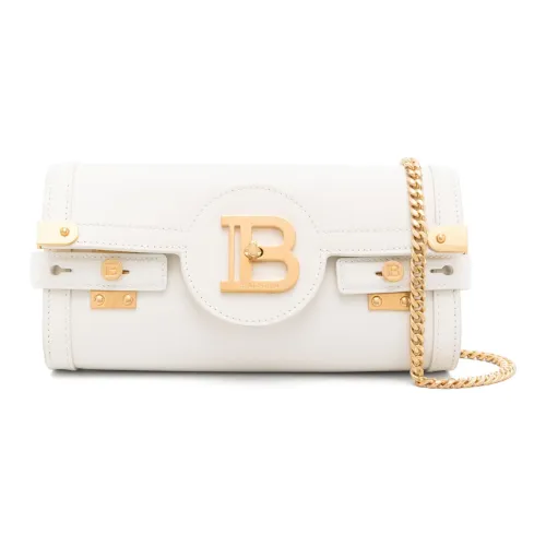 BALMAIN B Buzz Телячья кожа Сумка на плечо Женская Белая