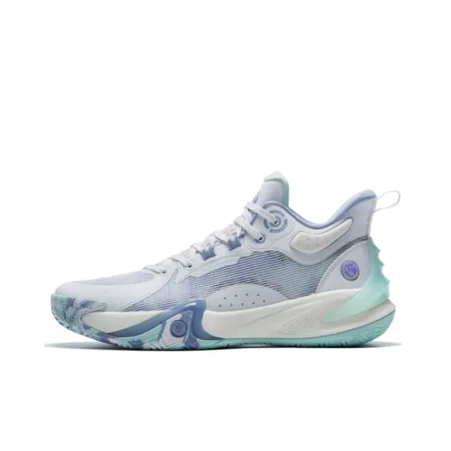 QIAODAN Амортизаторы Shock Slip-Resistant High Топ Баскетбольные кроссовки Мужские Белый Фиолетовый