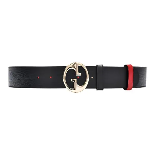 GUCCI Кожаные ремни Унисекс Черный Красный 4CM