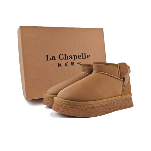 La Chapelle Модный Платформа Хлопок Ботинки Теплоизоляционный Водонепроницаемый Устойчивый к истиранию Короткий Снегокат Женские CAMEL
