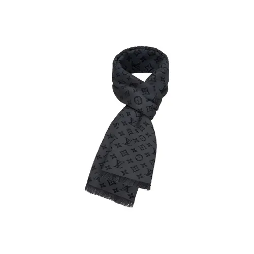 LOUIS VUITTON Шерсть Трикотаж Шарфы Мужской Серый Черный