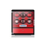 Шесть отделений для часов - Черный, покрытие из эмали + Красная кожа + Коробка + Замковая система с отпечатком пальца