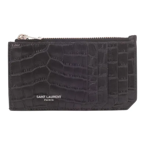 SAINT LAURENT Крокодил Тисненая кожа Держатель для карт Держатель для карт Мужской Черный