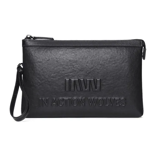 SEPTWOLVES Клатч из коровьей кожи мужской черный