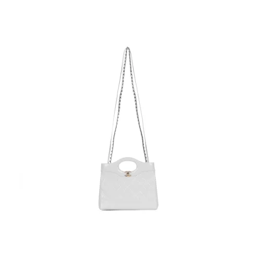 CHANEL Lambskin Chain Crossbody Bag Mini Women's White