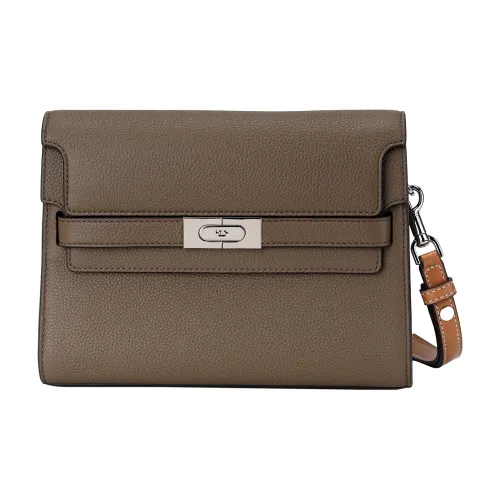 TORY BURCH Lee Radziwill Litchi Grain Кожа Плечевая Сумка Женская Mushroom Gray