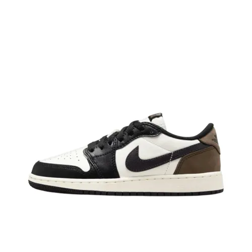 Jordan Air Jordan 1 Детские Скейтбординги Низкий Топ Черный Белый Унисекс