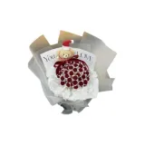 [21 Бургунди Розы/с Медвежонком+Светлая Лента+Сумка для покупок] Рождественский Медвежонок Розовый Букет/Набор материалов для DIY