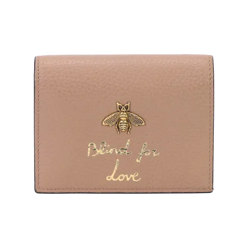 GUCCI Animalier Series Кожа Кошелек Держатель для карт Стандартный Женский Нюдово-розовый