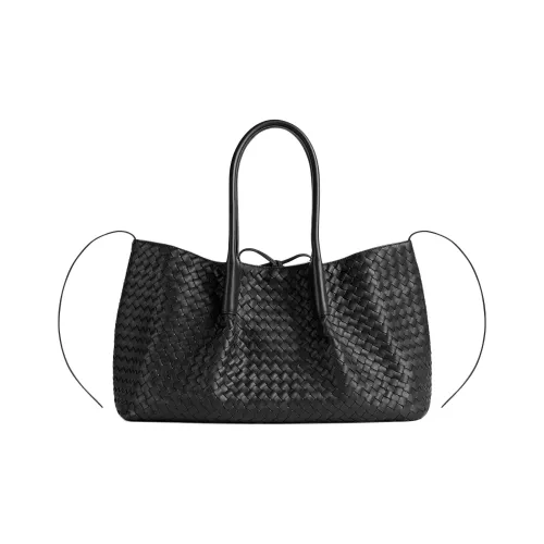 Bottega Veneta Intrecciato Коровья кожа Тоут Сумка Сумка для покупок Сумка Женская Черная и Шоколадно-коричневая