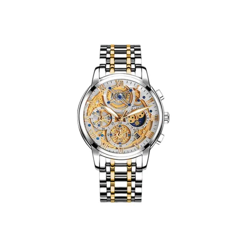 AOUKE Cyclone Series Кварцевый механизм ремешок из нержавеющей стали мужские часы золотой циферблат