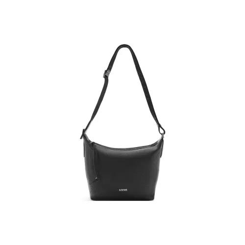 LOEWE Cubi Рельеф Телячья Кожа Сумка через плечо Сумка на плечо Маленькая Унисекс Черная