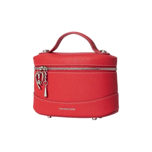 AMAZING SONG Коровья кожа BREAD Пудинговый Сумка Ручная сумка Сумка через плечо Одно отделение Маленький Женский Гранатовый красный