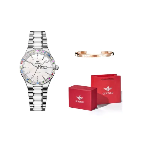 Oupinke Роскошь Элегантный Жемчужная раковина Механический механизм Нержавеющая сталь Ремешок Часы Женские часы Белый циферблат