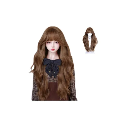 UMIFFA Шерстяной завиток Водная рябь Большая волна Длинные закрученные волосы Французская бахрома Парики Карамельный латте