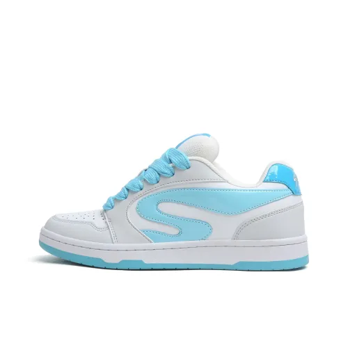 SINPERCO Slip-resistant Abrasion-resistant Lightweight Low-Top Skateboard Shoes Unisex White Blue Gray SINPERCO Противоскользящие Износостойкие Легкие Низкие Кроссовки для Скейтбординга Унисекс Белый Синий Серый