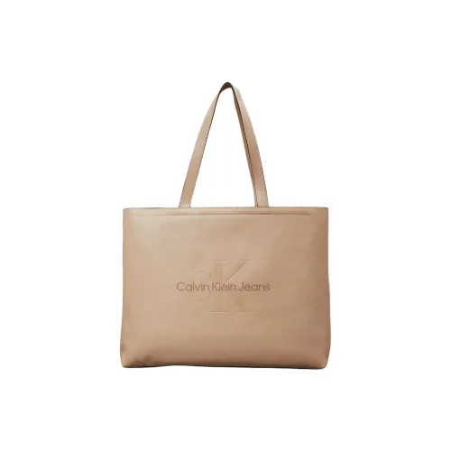 Calvin Klein ПУ (полиуретан) Полиуретан Тоут Сумка Сумка для покупок Сумка Сумка через плечо Большая Женская Керамика Цвет