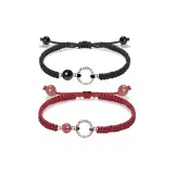 Мирный Браслет с Застежкой и Цветной Глазурью, 2 упаковки - [Красный + Черный]
